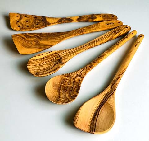 Handmade Olive Wood Spoon and Spatula Set for Cooking