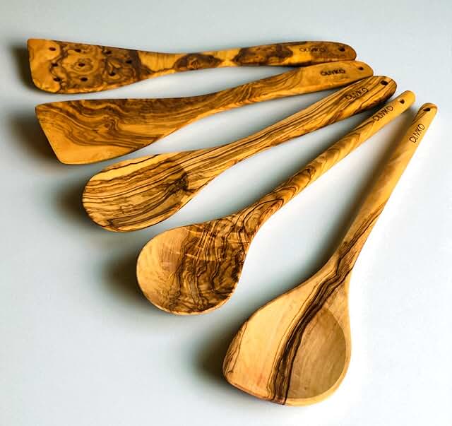 Handmade Olive Wood Spoon and Spatula Set for Cooking