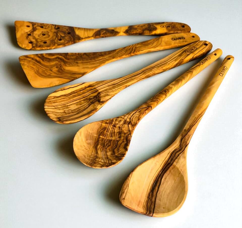 Handmade Olive Wood Spoon and Spatula Set for Cooking