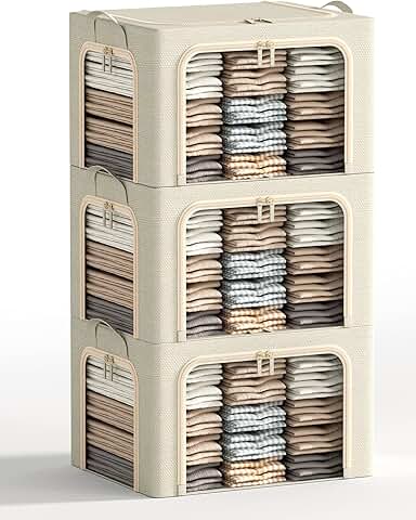 Large Foldable Clothes Storage Bins with Lid and Handles