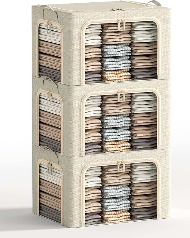 Large Foldable Clothes Storage Bins with Lid and Handles