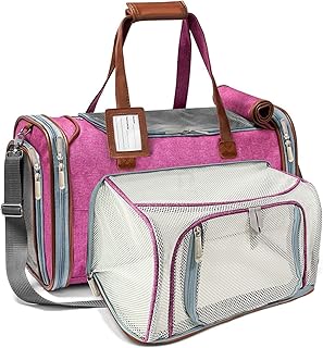 Mini Expandable Soft Sided Pet Carrier with Plush Bedding