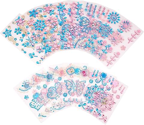 18 Sheets of Self-Adhesive Rhinestone Stickers for Crafts
