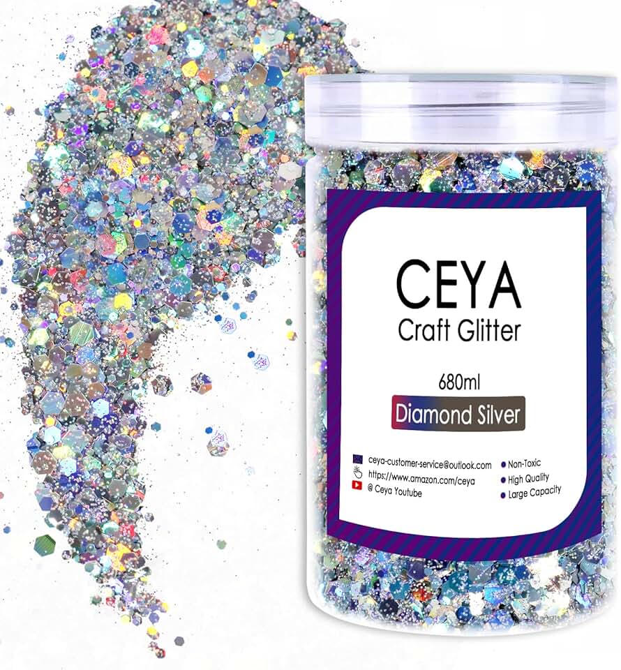 Holographic Chunky Glitter, 1 LB Silver for Crafts
