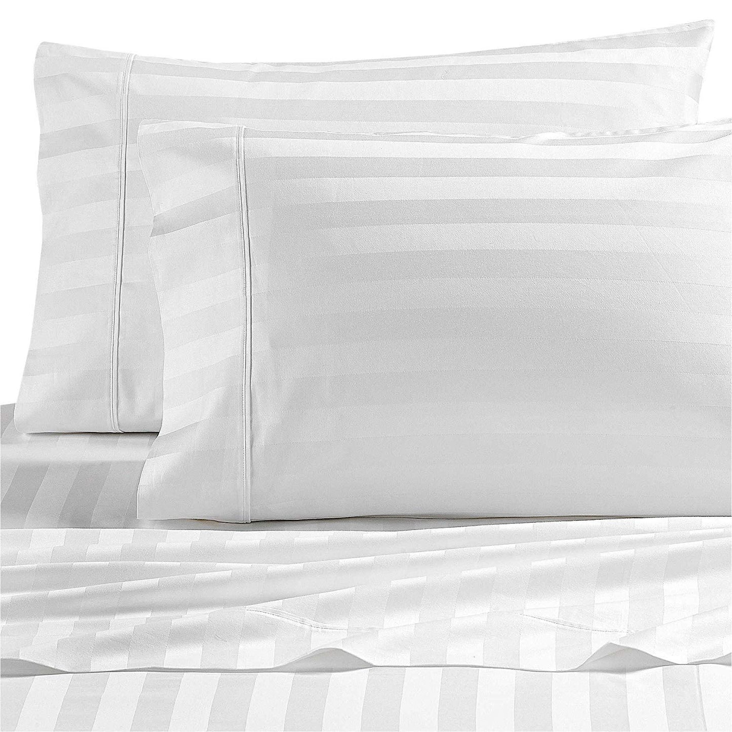 sutta Dream Zone Stripe 1000-Thread-Count PimaCott King Sheet Set in White