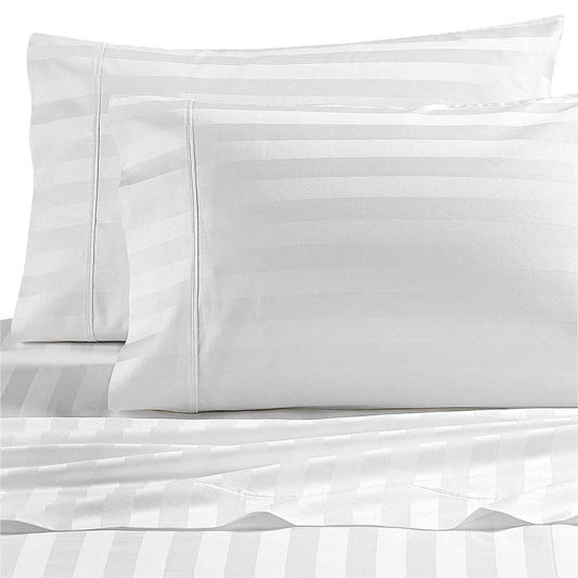 sutta Dream Zone Stripe 1000-Thread-Count PimaCott King Sheet Set in White