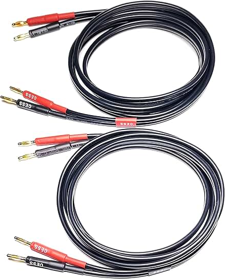 3-foot 12-gauge banana plug speaker cables, 2-pack