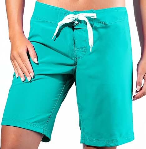 Women's Solid Stretch Boardshorts in Regular and Plus Sizes