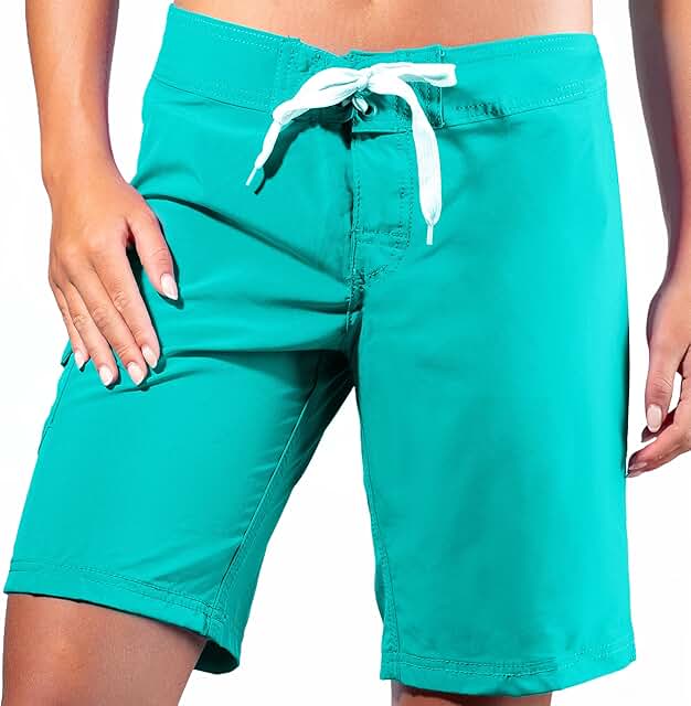 Women's Solid Stretch Boardshorts in Regular and Plus Sizes