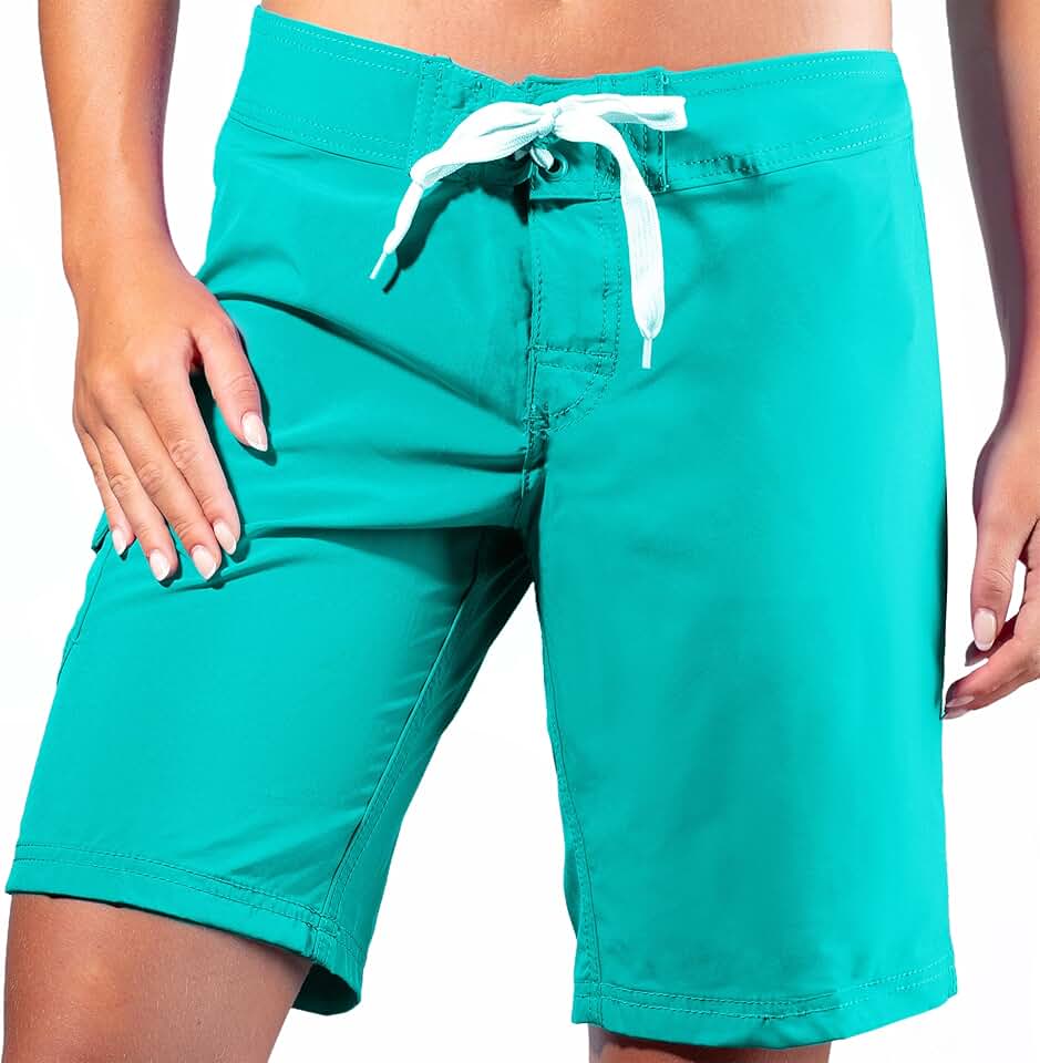 Women's Solid Stretch Boardshorts in Regular and Plus Sizes