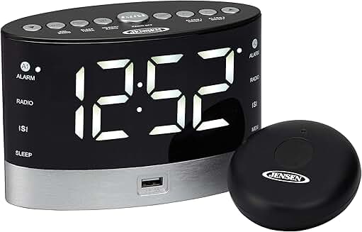 Digital AM/FM Clock Radio with Vibrator and Dual Alarms