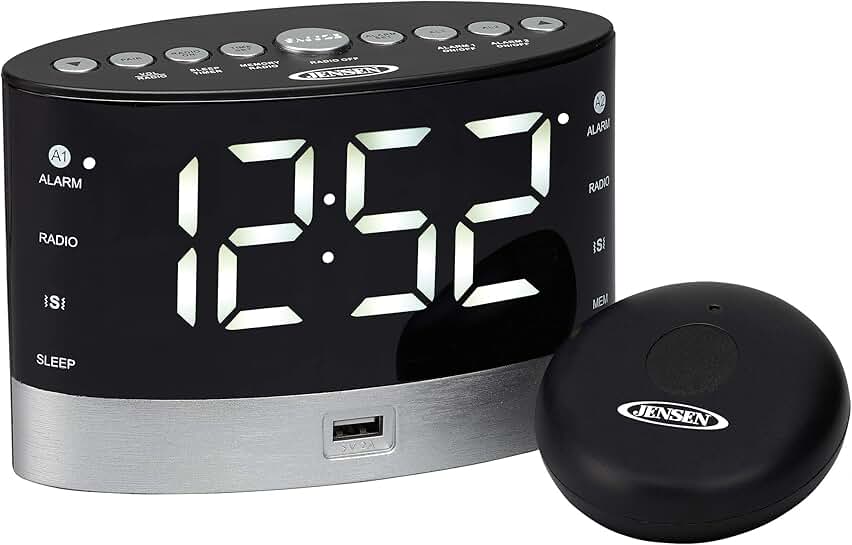 Digital AM/FM Clock Radio with Vibrator and Dual Alarms