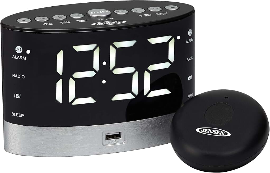 Digital AM/FM Clock Radio with Vibrator and Dual Alarms