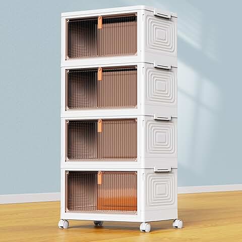 Four-Tier Plastic Storage Bins with Lids