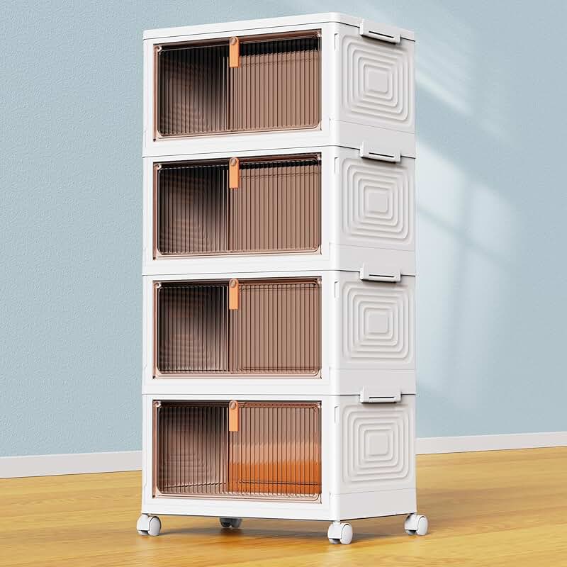 Four-Tier Plastic Storage Bins with Lids