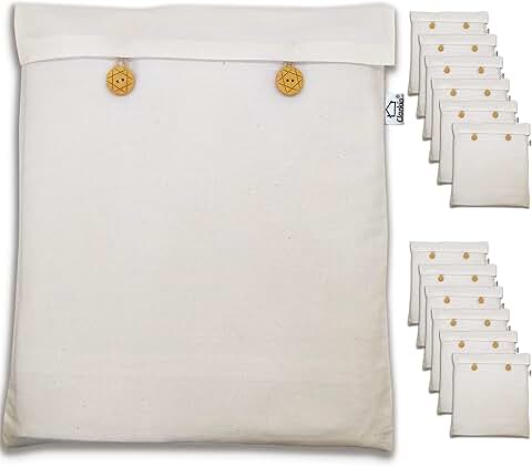 Reusable Cotton Saree Storage Cover, Beige, 16x14 inches
