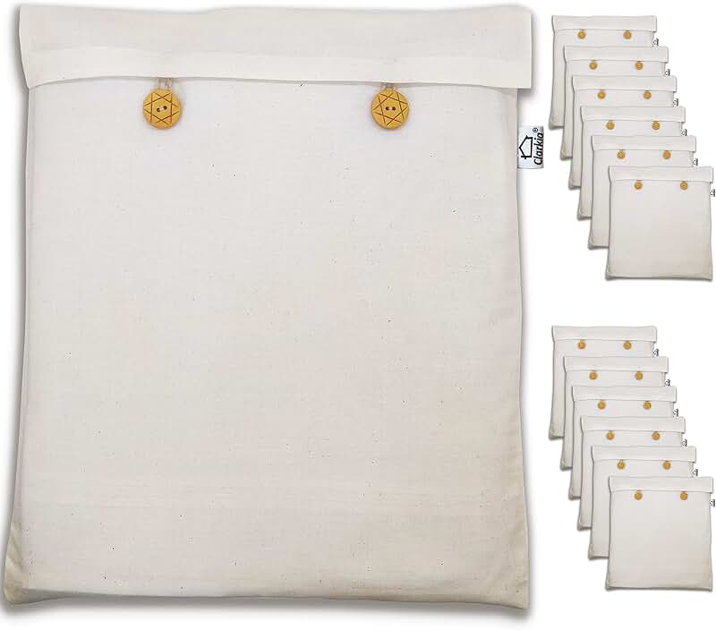 Reusable Cotton Saree Storage Cover, Beige, 16x14 inches