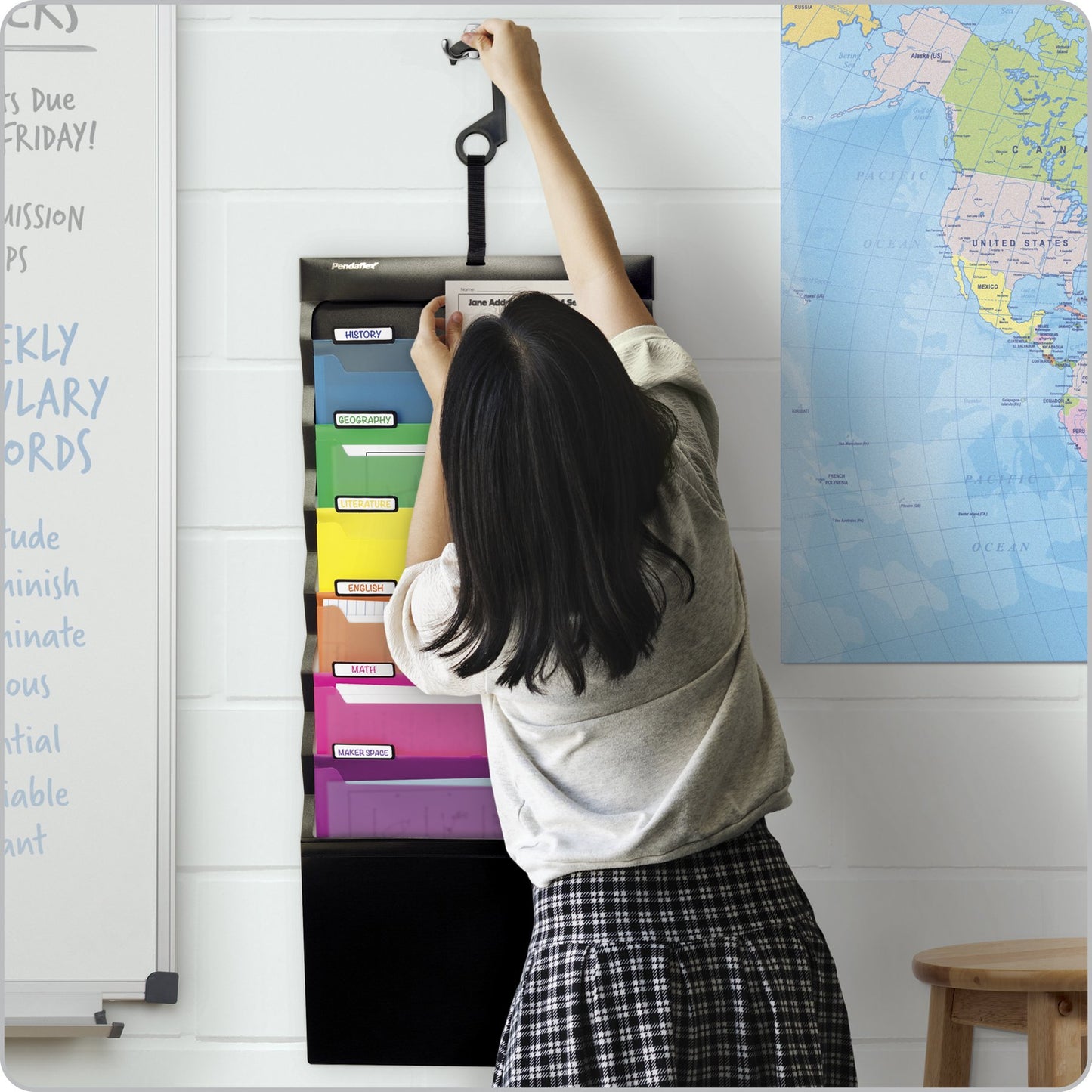Hanging Wall Organizer with Color Folders