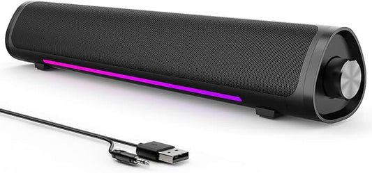 Desktop Computer Speakers with RGB Lighting and Easy Control