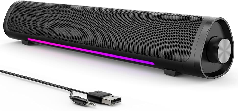 Desktop Computer Speakers with RGB Lighting and Easy Control