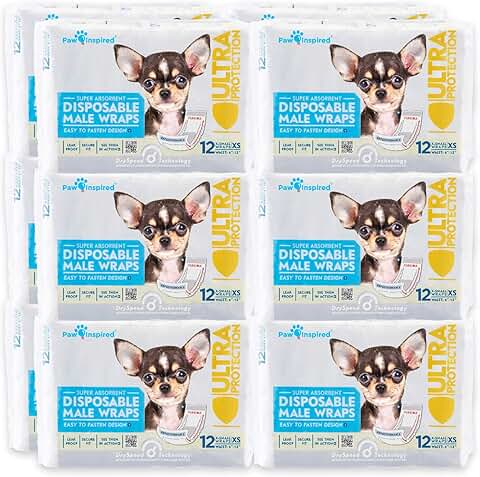 Disposable Male Dog Belly Bands, 144 Count