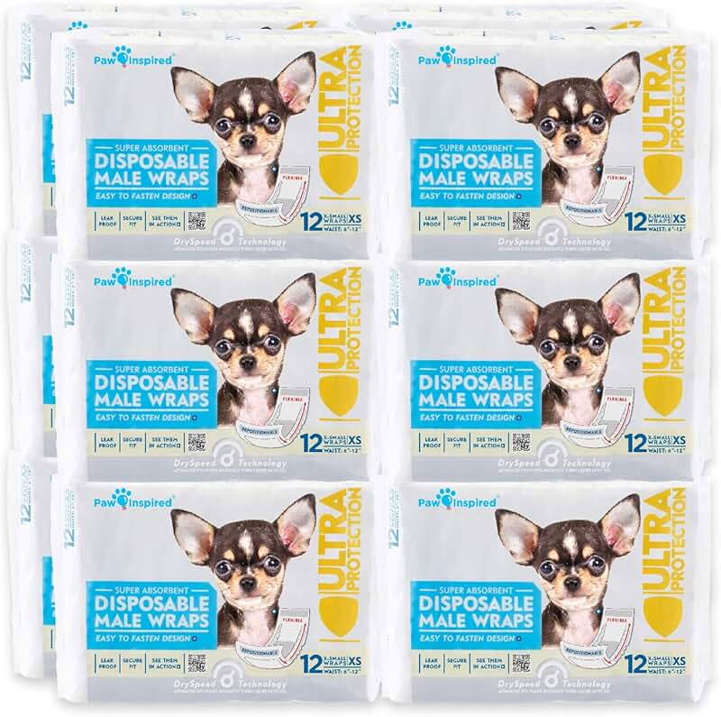 Disposable Male Dog Belly Bands, 144 Count