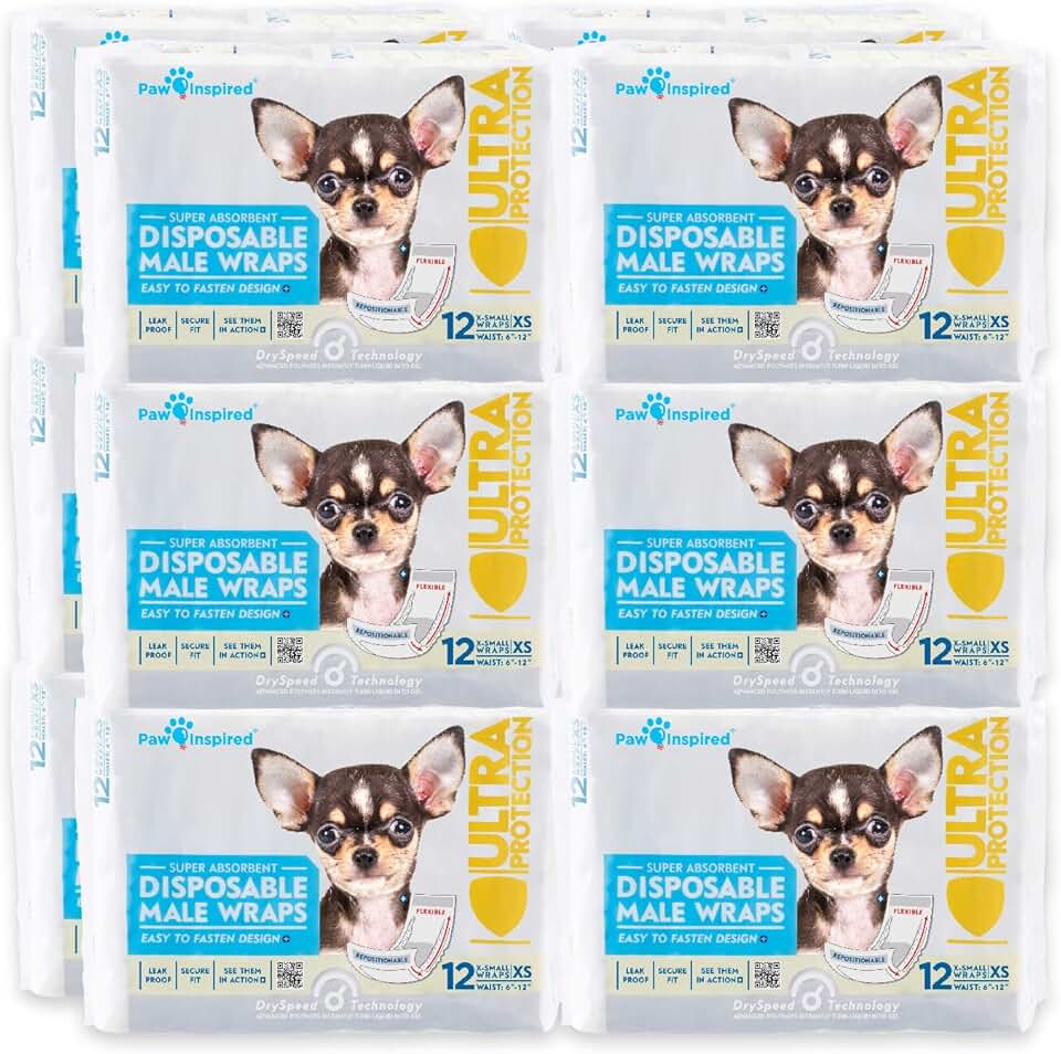Disposable Male Dog Belly Bands, 144 Count