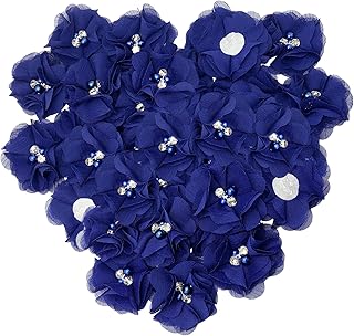 30pcs Dark Blue Rhinestone Flower Appliques for Crafts