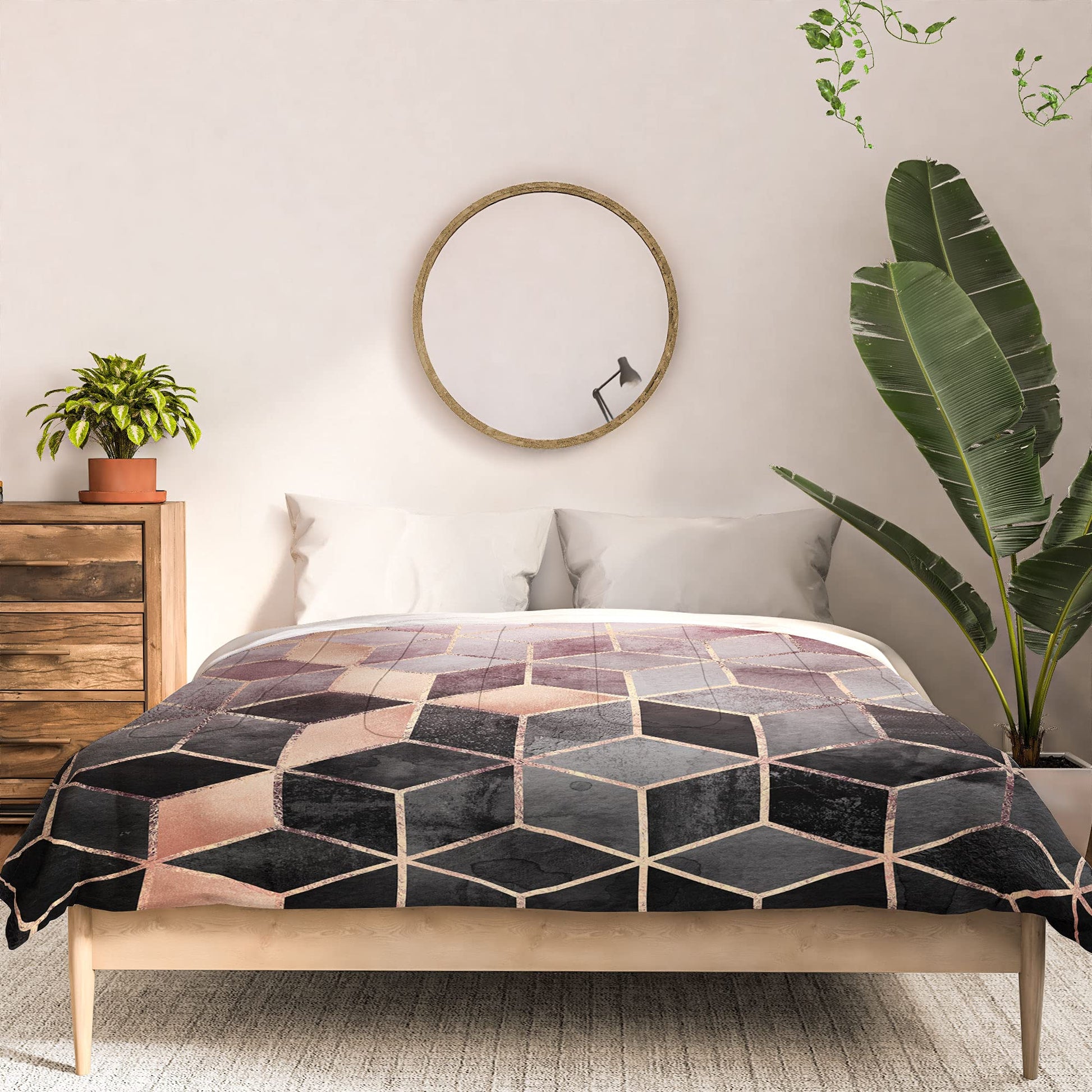2021 Cotton Comforter, King, Elisabeth Fredriksson Pink Grey Gradient Cubes 2