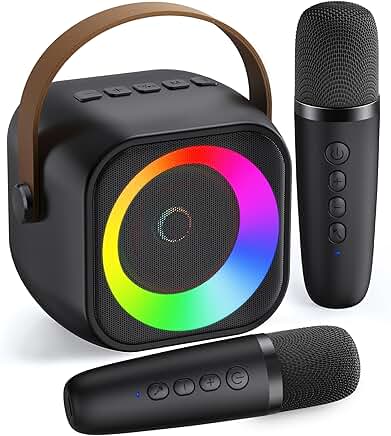 Portable Karaoke Machine with Microphones and Lights
