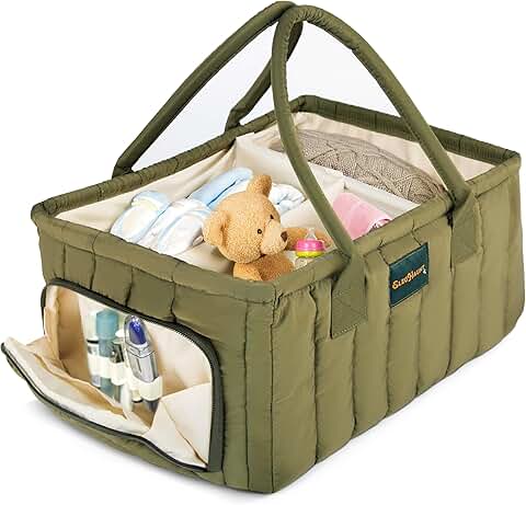 Large Baby Diaper Caddy with Handle and Compartments