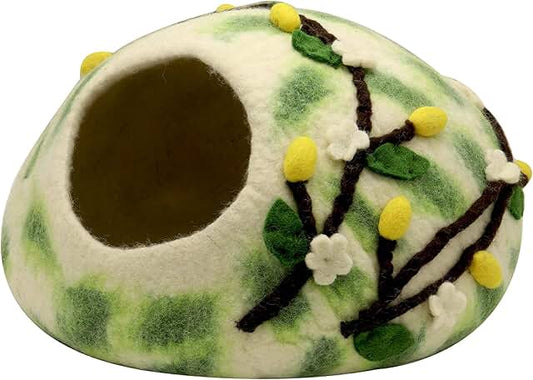 Handcrafted Felted Wool Cat Cave Bed for Indoor and Outdoor Use