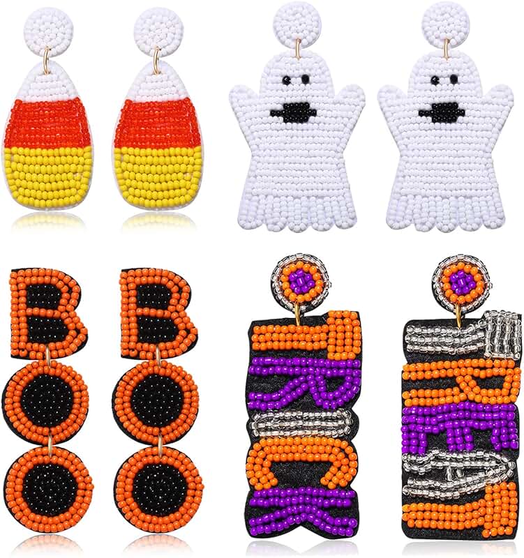 Spooky Halloween Beaded Drop Earrings for Women