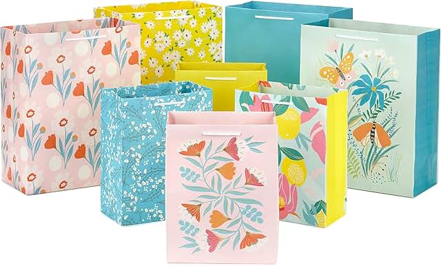 Spring Gift Bags in Assorted Sizes with Floral and Lemon Designs