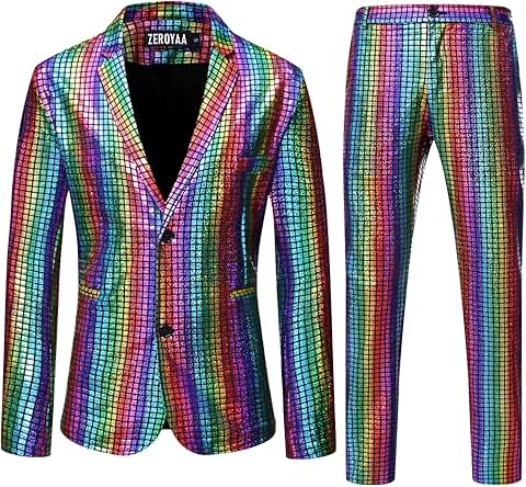 Men's Metallic Shiny Disco Sequin Suit for Party