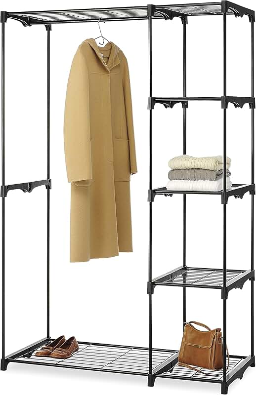 Heavy Duty Double Rod Freestanding Closet Organizer