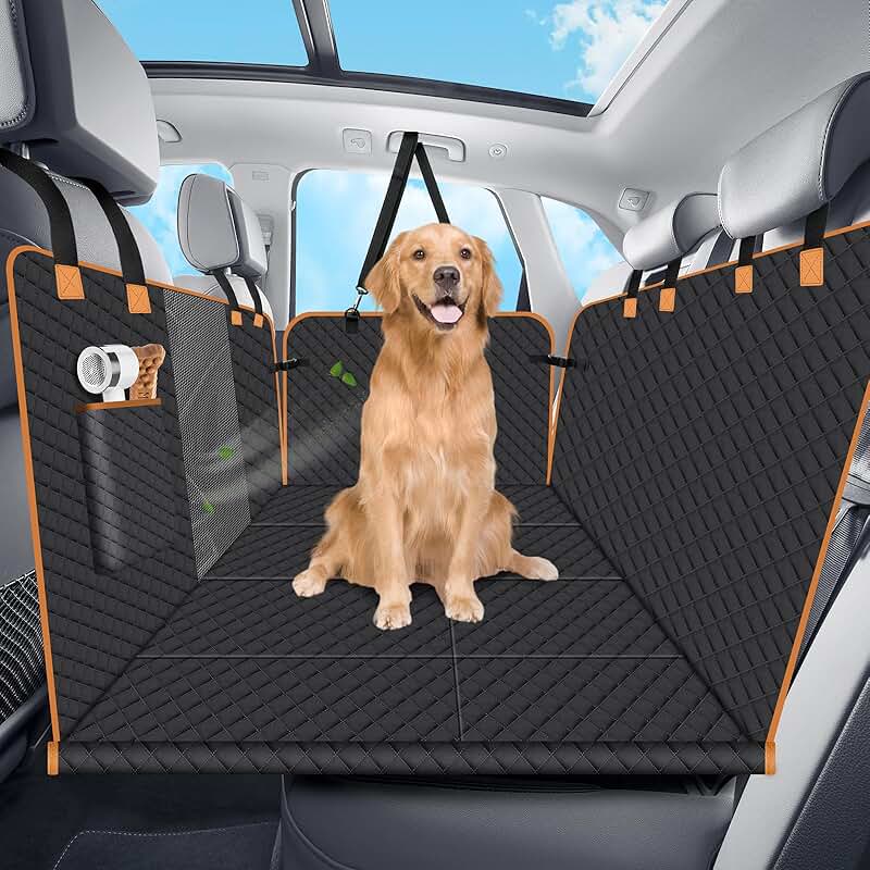 Dog Car Seat Cover with Hard Bottom and Hammock