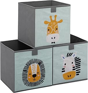 Set of 3 Kids Fabric Storage Cubes in Mint Green