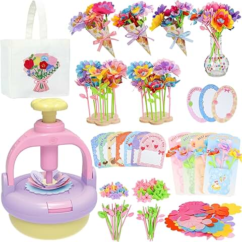 Flower Craft Kit with Petals, Cards, and Vase for Kids