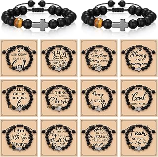 12 Christian Cross Beaded Bracelets for Women and Men