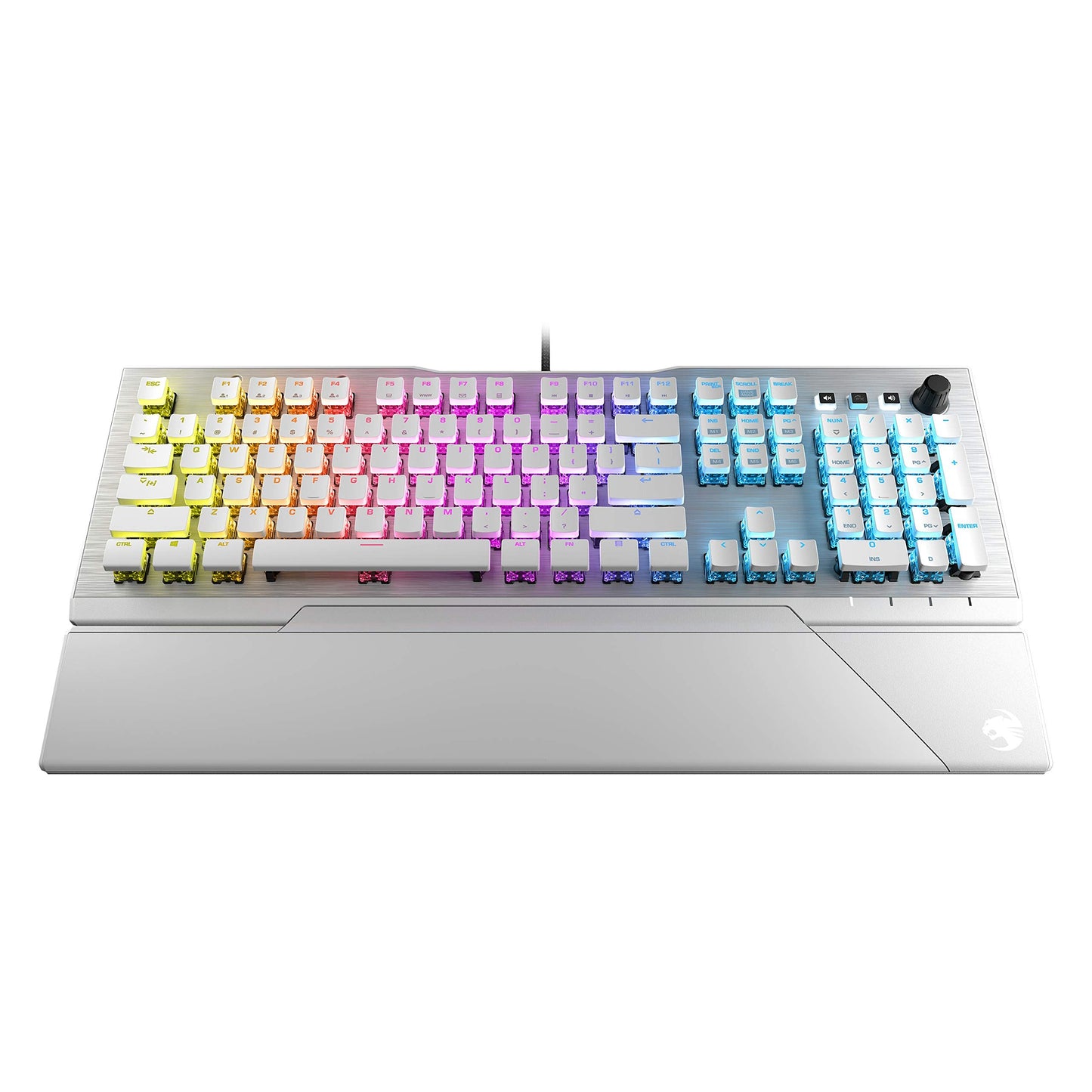 Vulcan 122 Mechanical PC Tactile Gaming Keyboard, Titan Switch, AIMO RGB Backlit Lighting Per Key, Detachable Palm/Wrist Rest, Anodized Aluminum Top Plate, Full Size, White/Silver