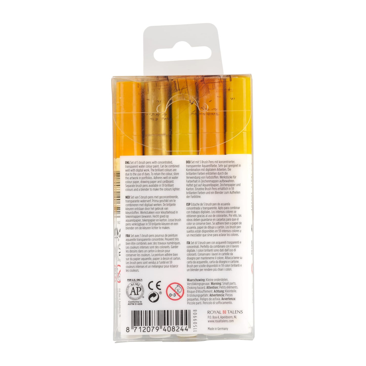 Set of 5 Earth Tone Liquid Watercolor Brush Pens