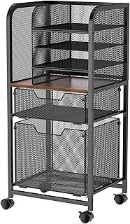 6-Tier Mobile File Cart with Drawers and Wheels