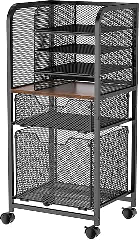 6-Tier Mobile File Cart with Drawers and Wheels