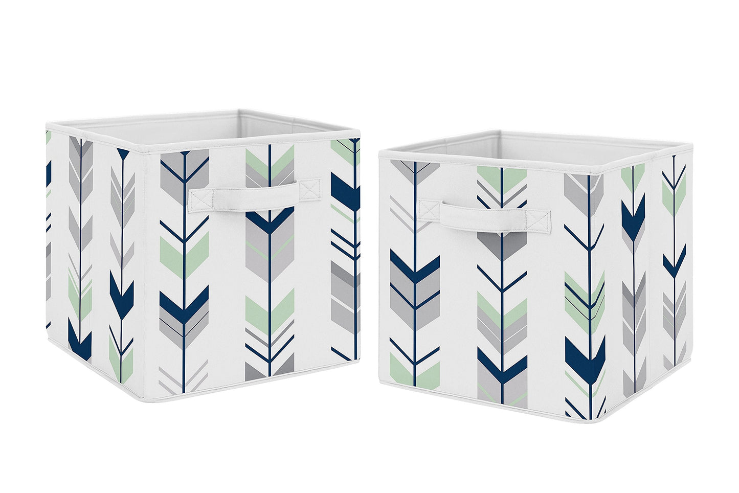 Navy Blue and Mint Woodland Mod Arrow Foldable Fabric Storage Cube Bins Boxes Organizer Toys Kids Baby Childrens for by  Set of 2