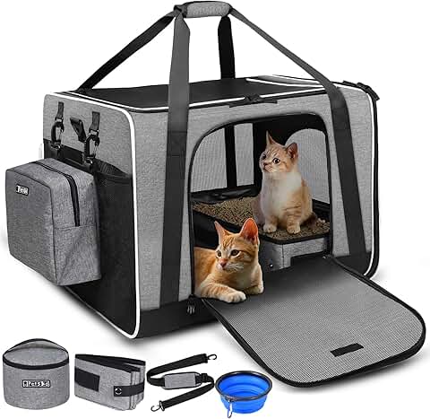 Large Soft Cat Carrier with Litter Box for Travel