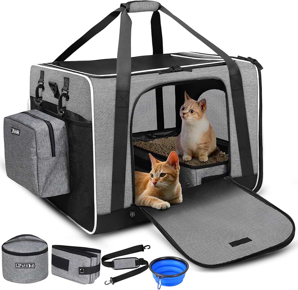 Large Soft Cat Carrier with Litter Box for Travel