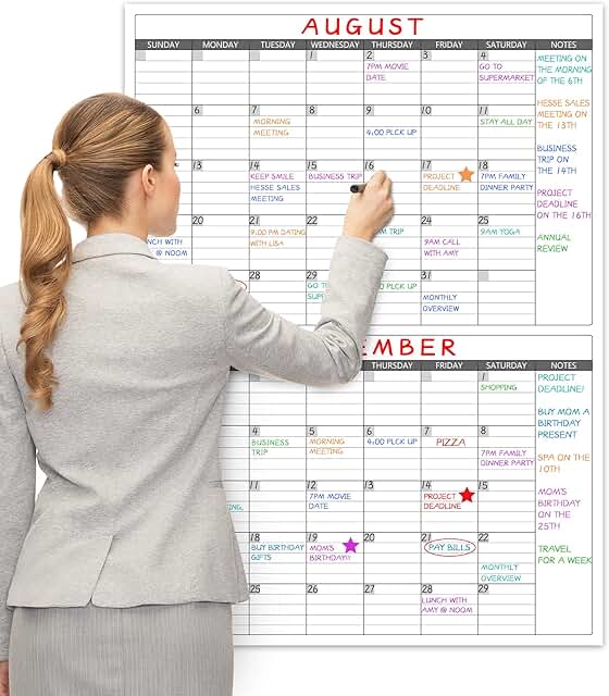 Large Undated Dry Erase Wall Calendar, 2 Months
