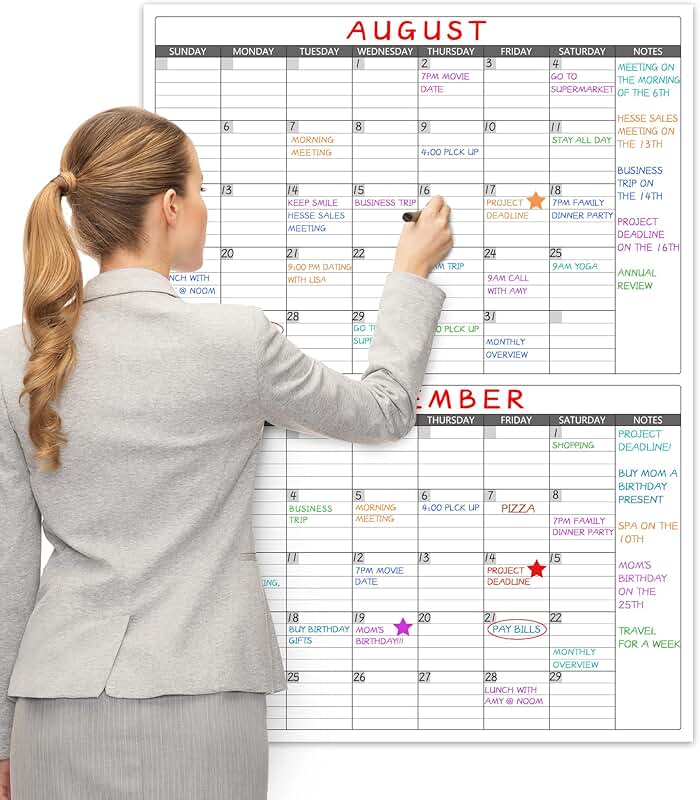 Large Undated Dry Erase Wall Calendar, 2 Months
