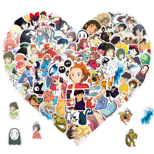 100pcs Miyazaki Anime Stickers for Water Bottles and Laptops